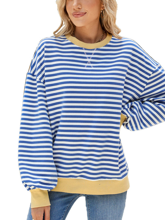 Alvhild randig sweatshirt, ljusblå
