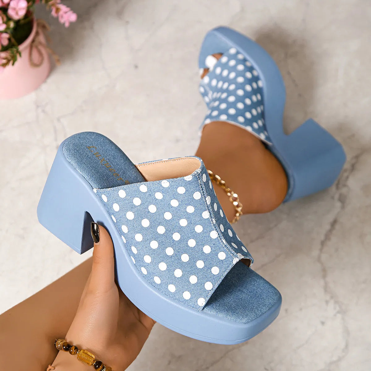 Vivien sandaler i denim, denimblå