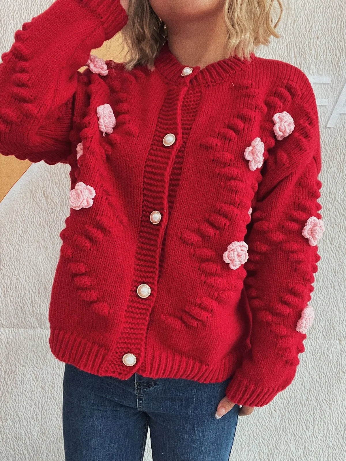 Ina cardigan med blomdetaljer
