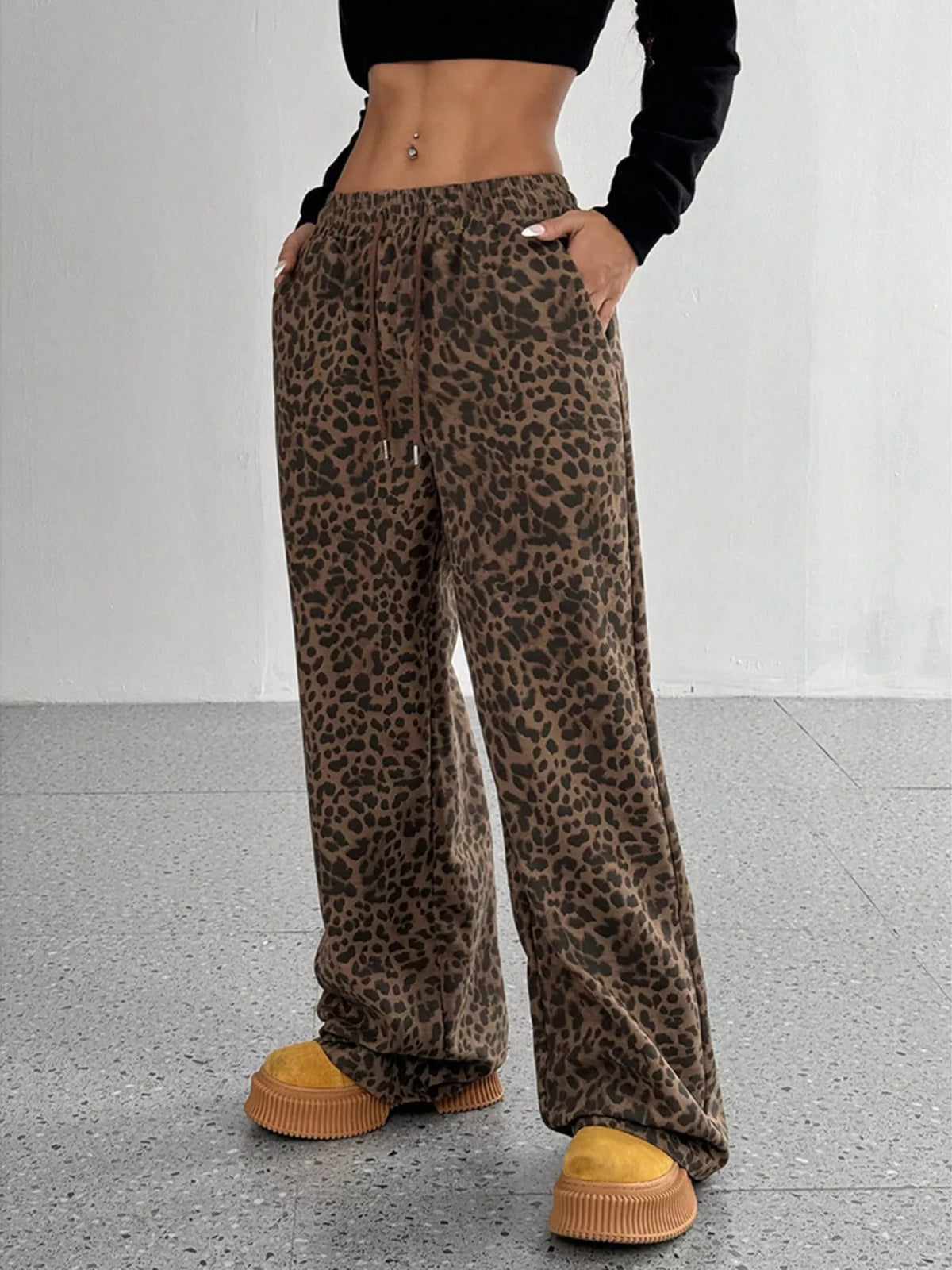 Kira leopardmönstrade byxor, brun
