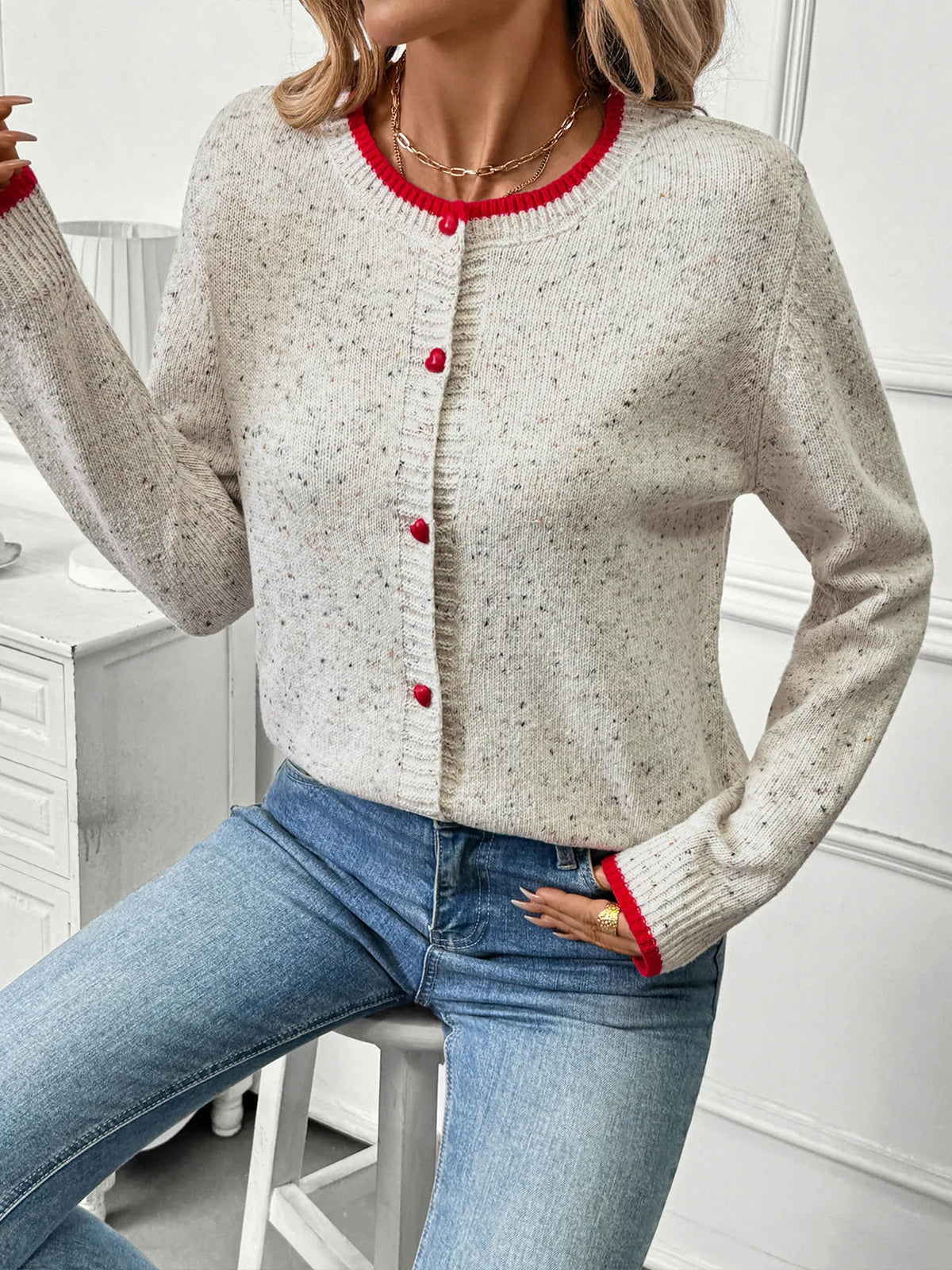 Loredana ribbstickad cardigan