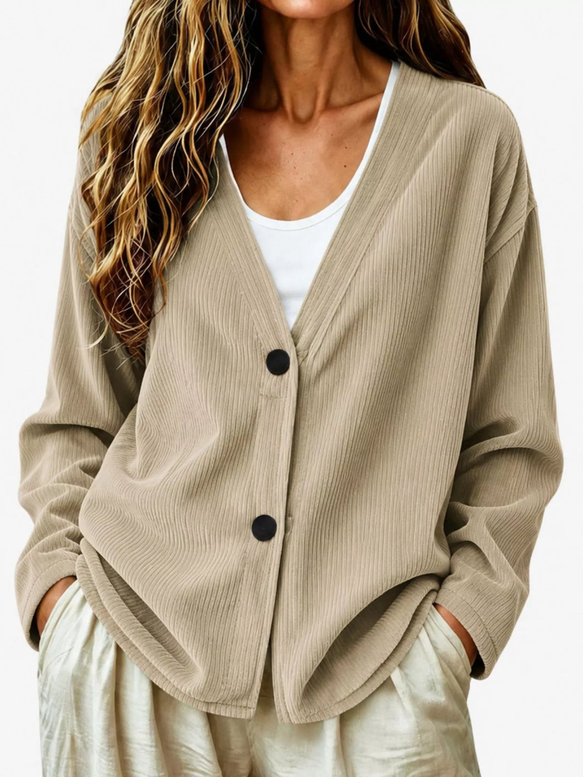 Thyra cardigan i manchester, khaki