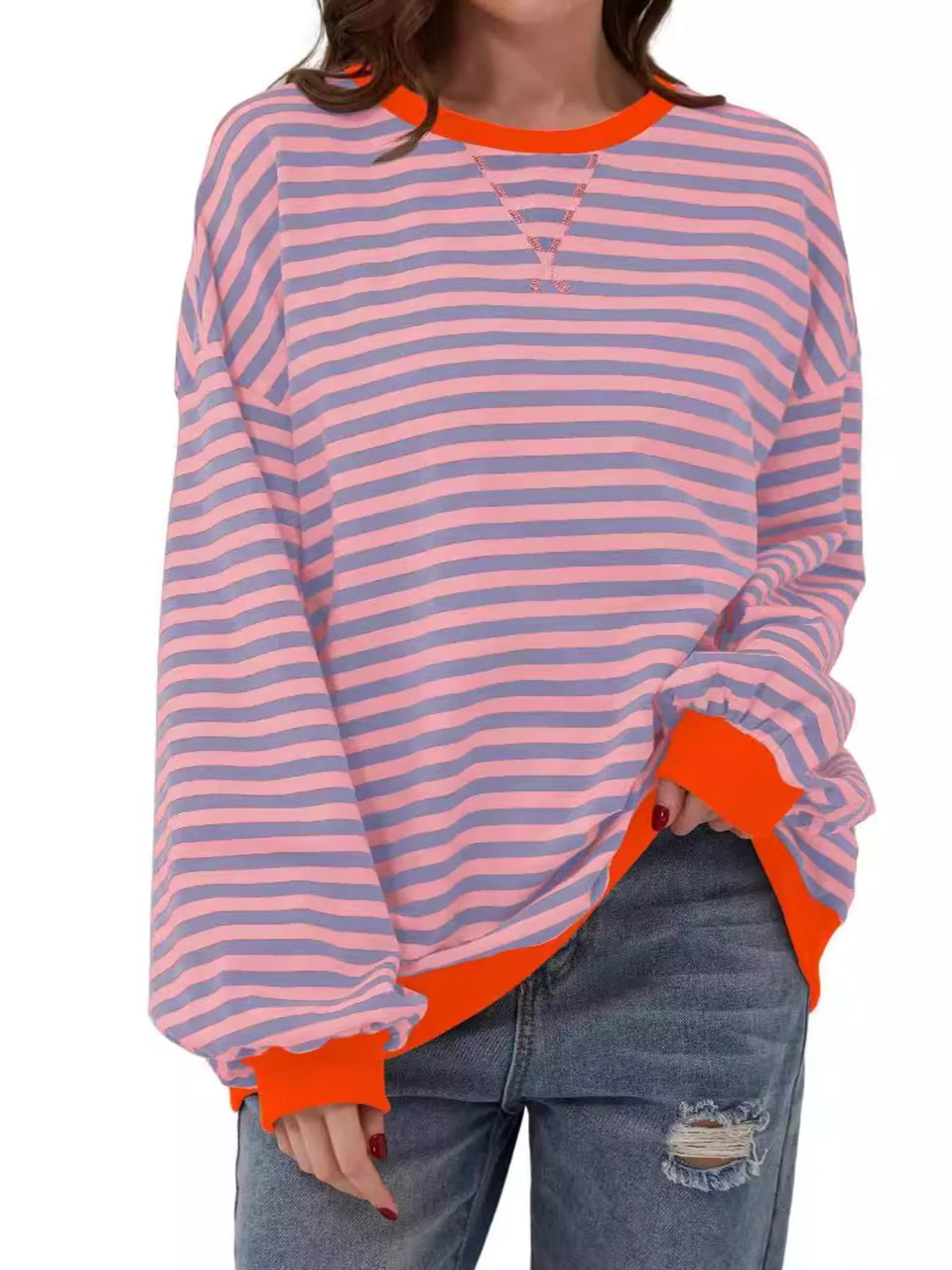 Ella randig sweatshirt, orange