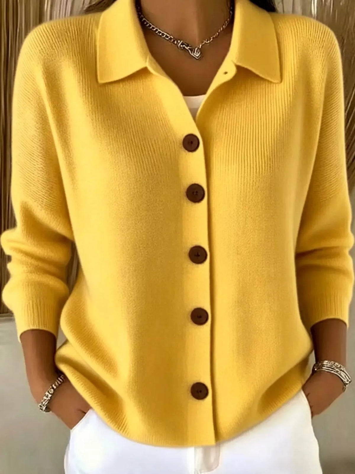 Eleanor höftlång cardigan, gul
