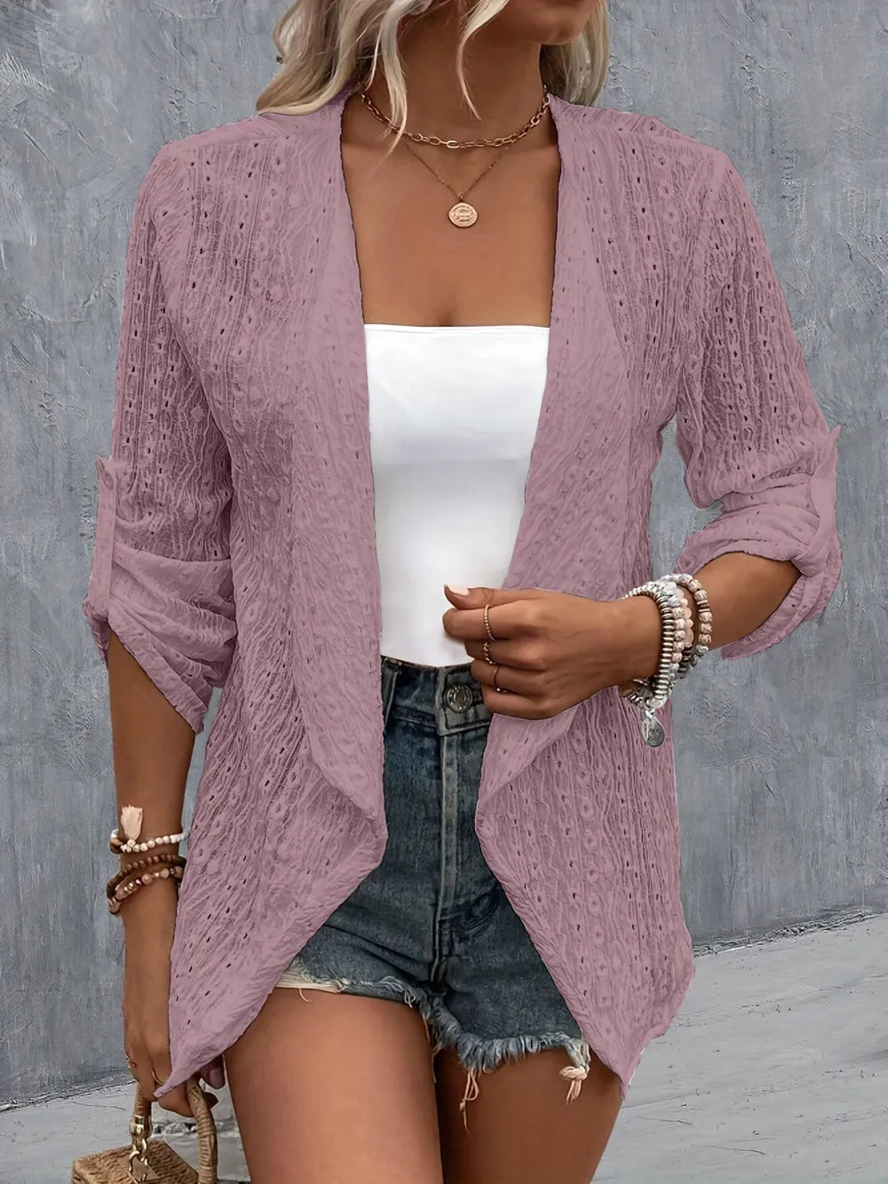 Pernilla broderad cardigan, lila