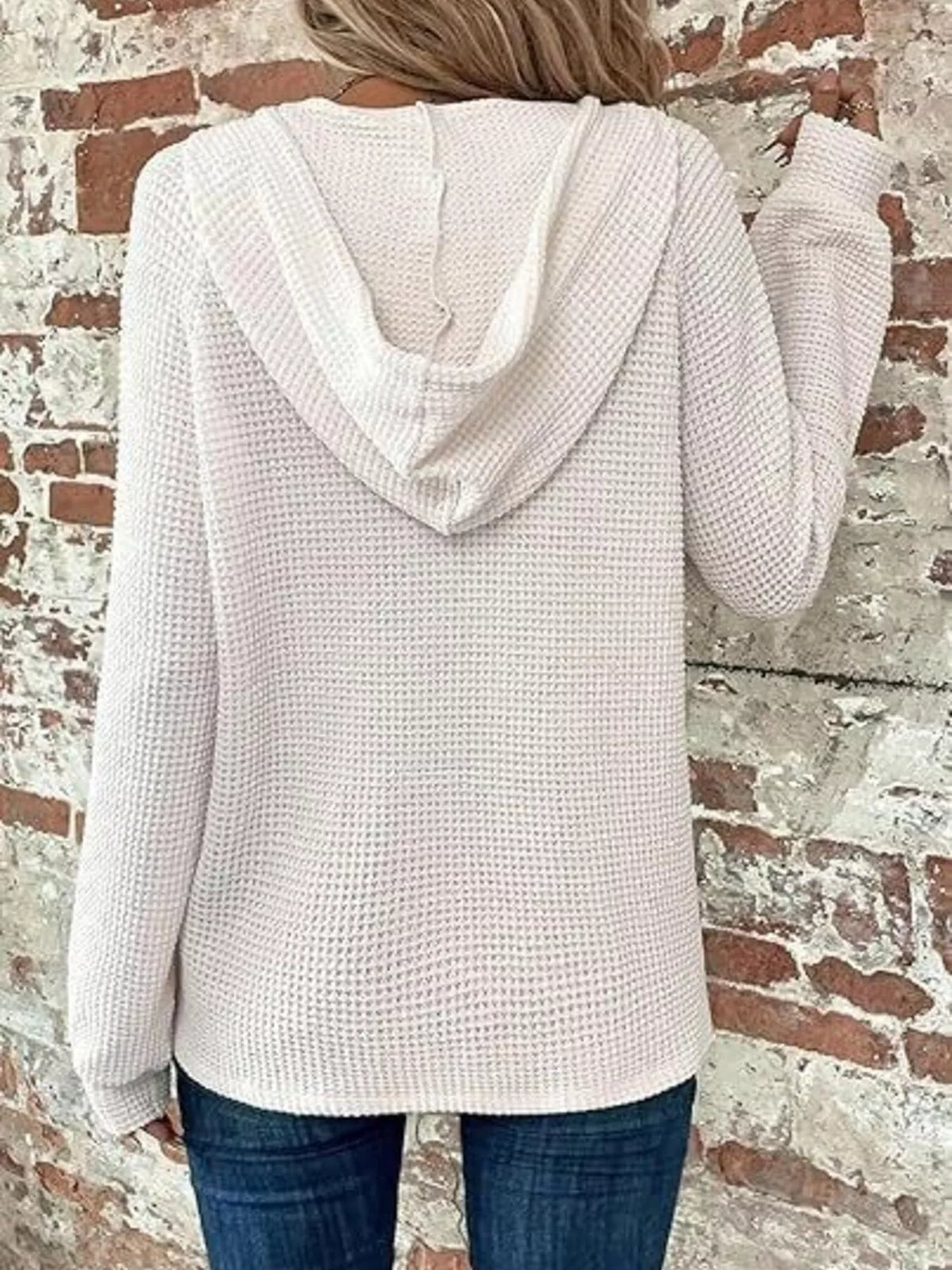 Edna våffelstickad hoodie