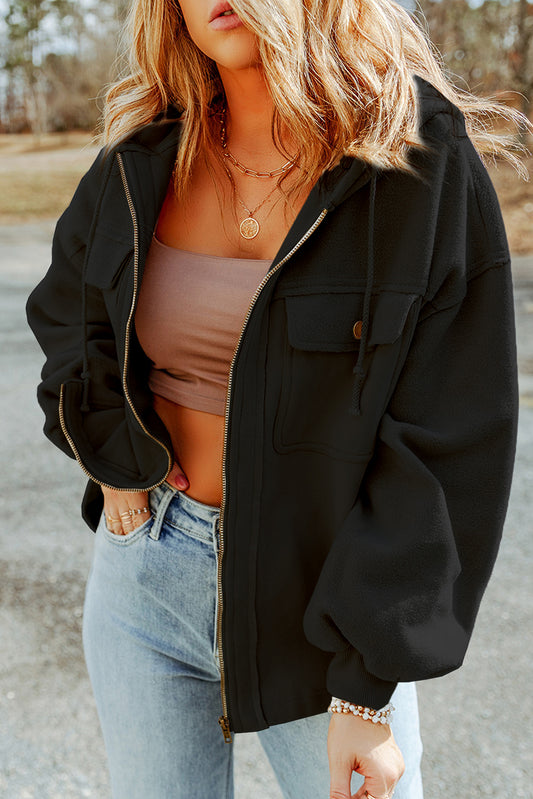 Regina hoodie med dragkedja, svart