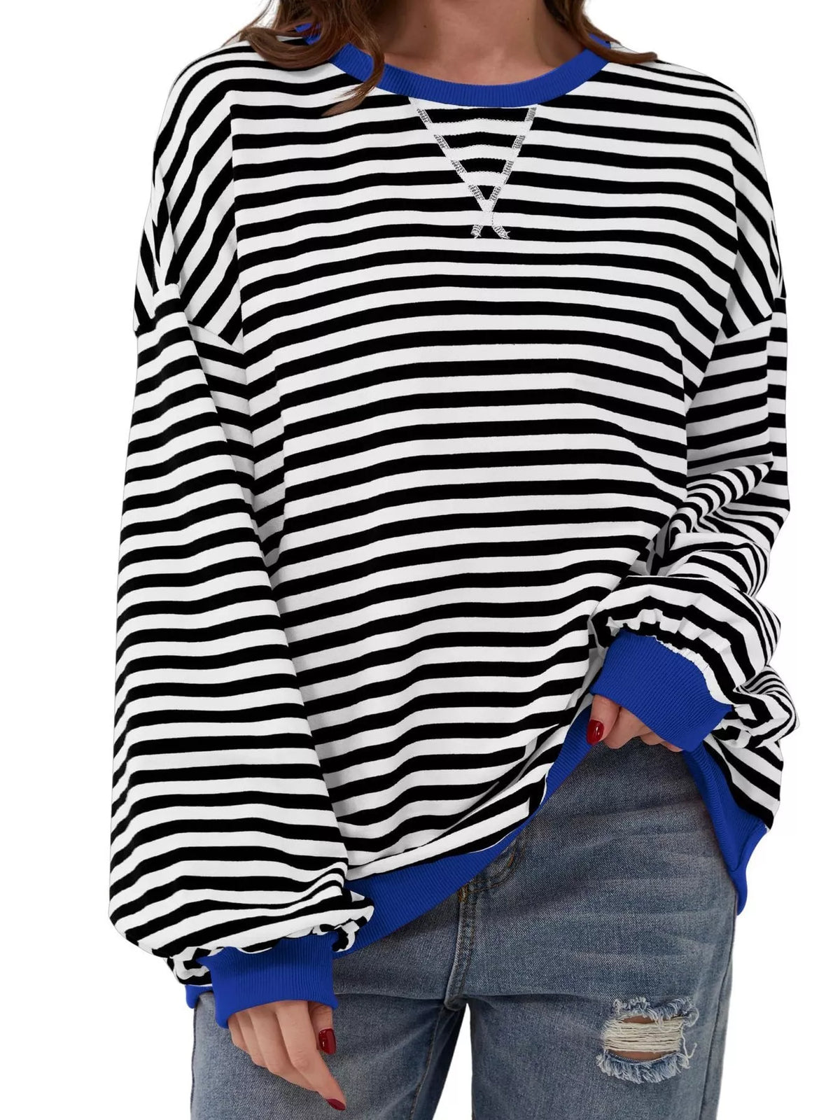 Ella randig sweatshirt, svart