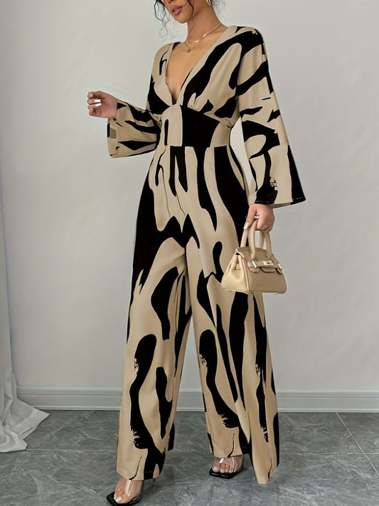 Albina jumpsuit med abstrakt tryck, khaki