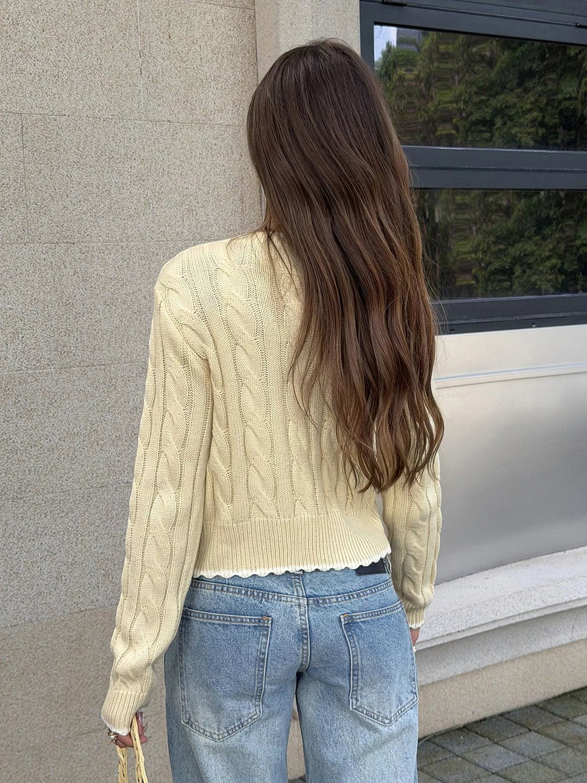 Emmy kabelstickad cardigan