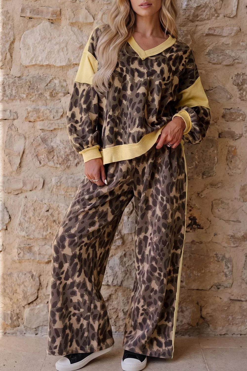 Zita leopardmönstrat set, mörkbrun
