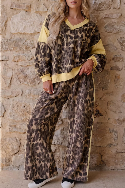 Zita leopardmönstrat set, mörkbrun