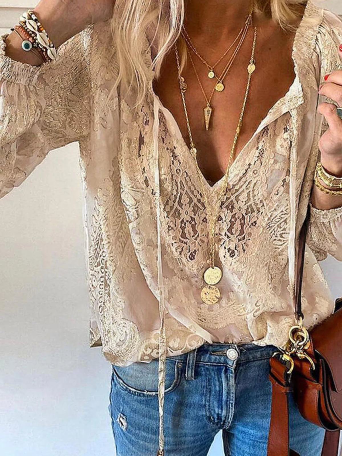 Christina blus med spets