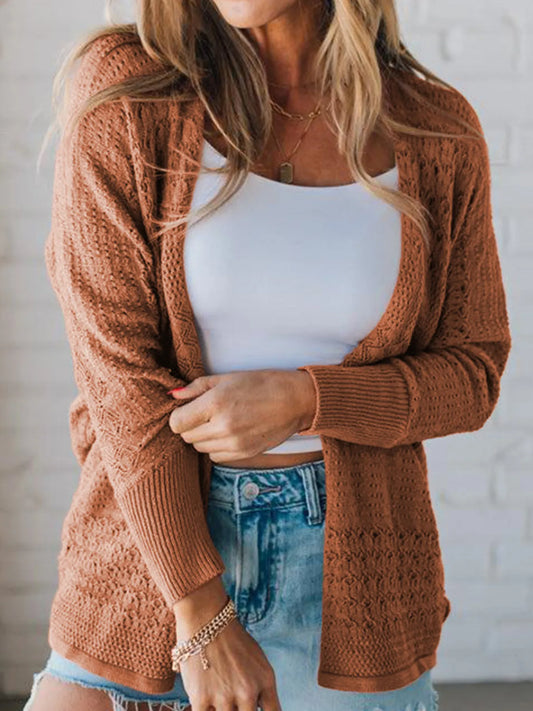 Merle hålstickad cardigan, karamell