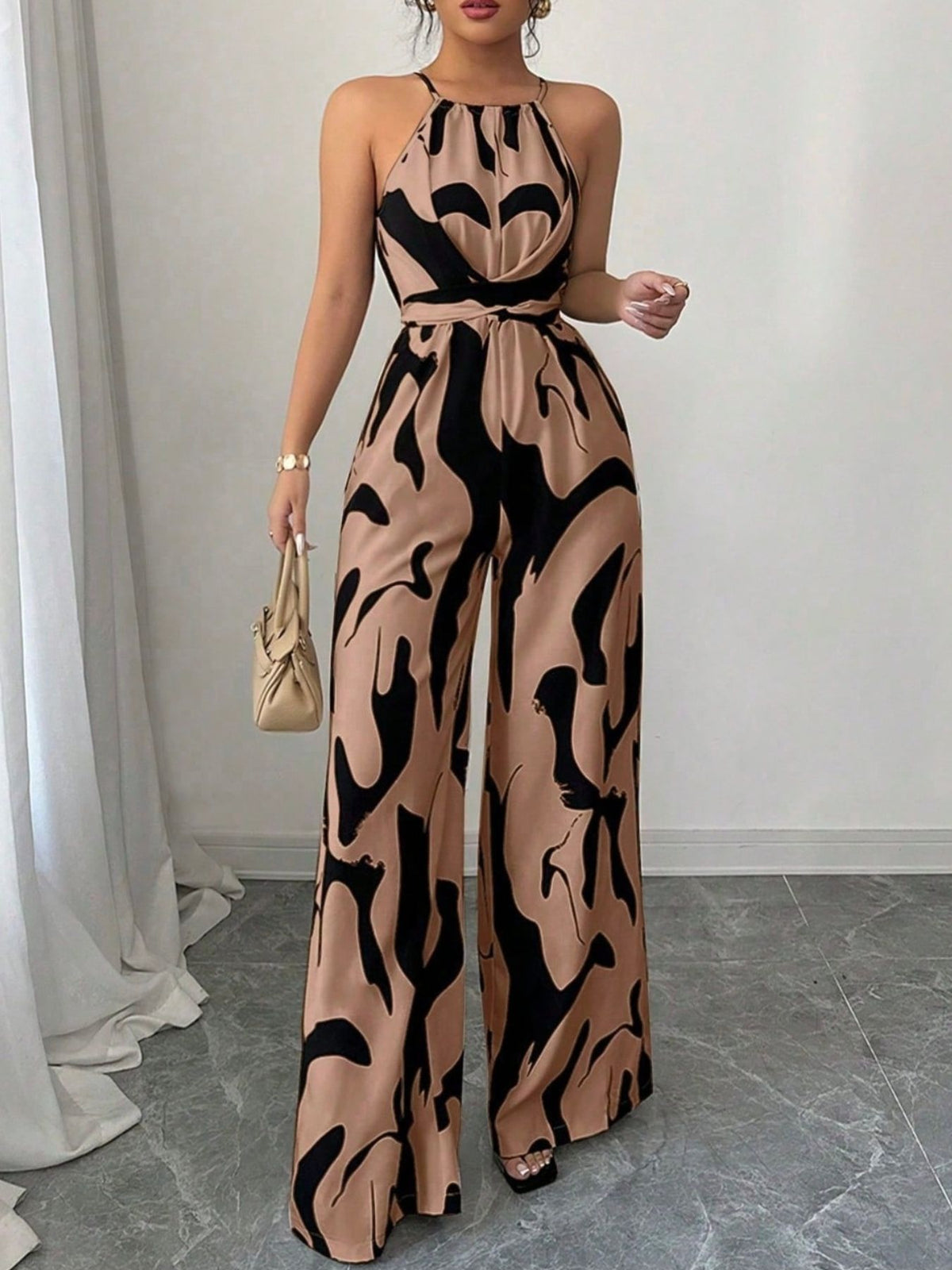 Brigitte jumpsuit med abstrakt tryck