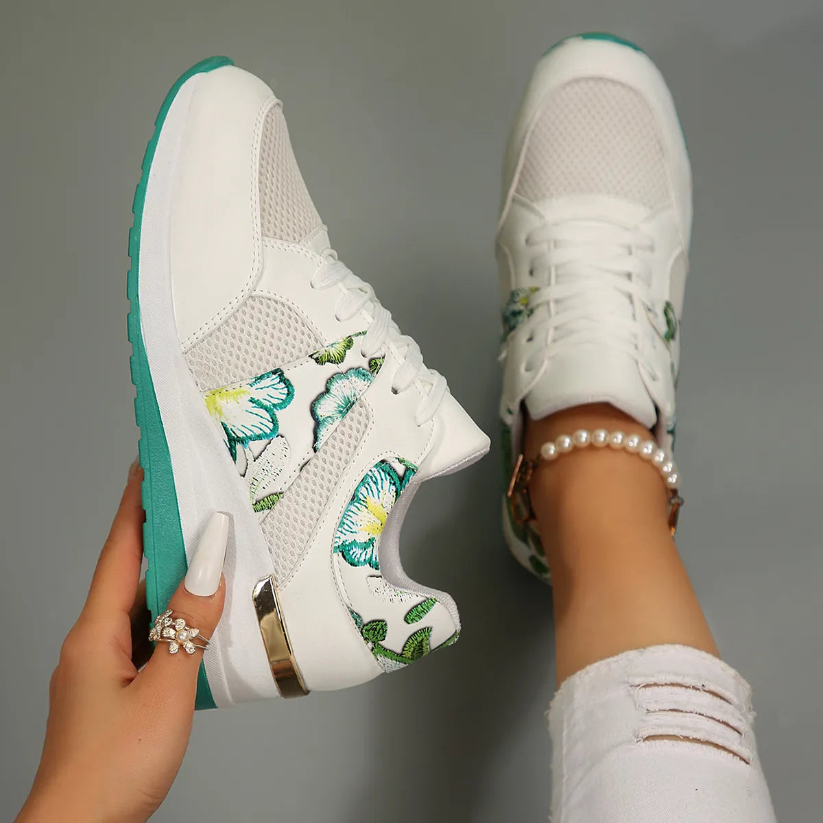 Melody sneakers med kilklack, grön