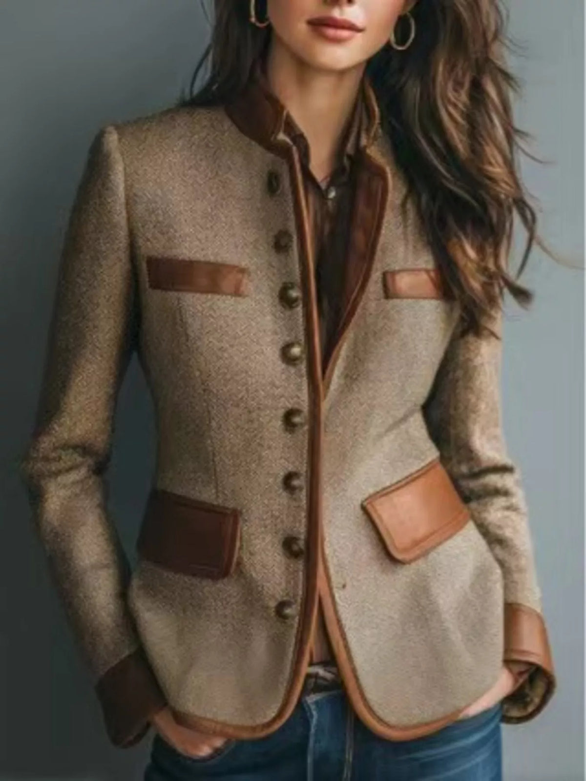 Axelina jacka i tweed, kamel