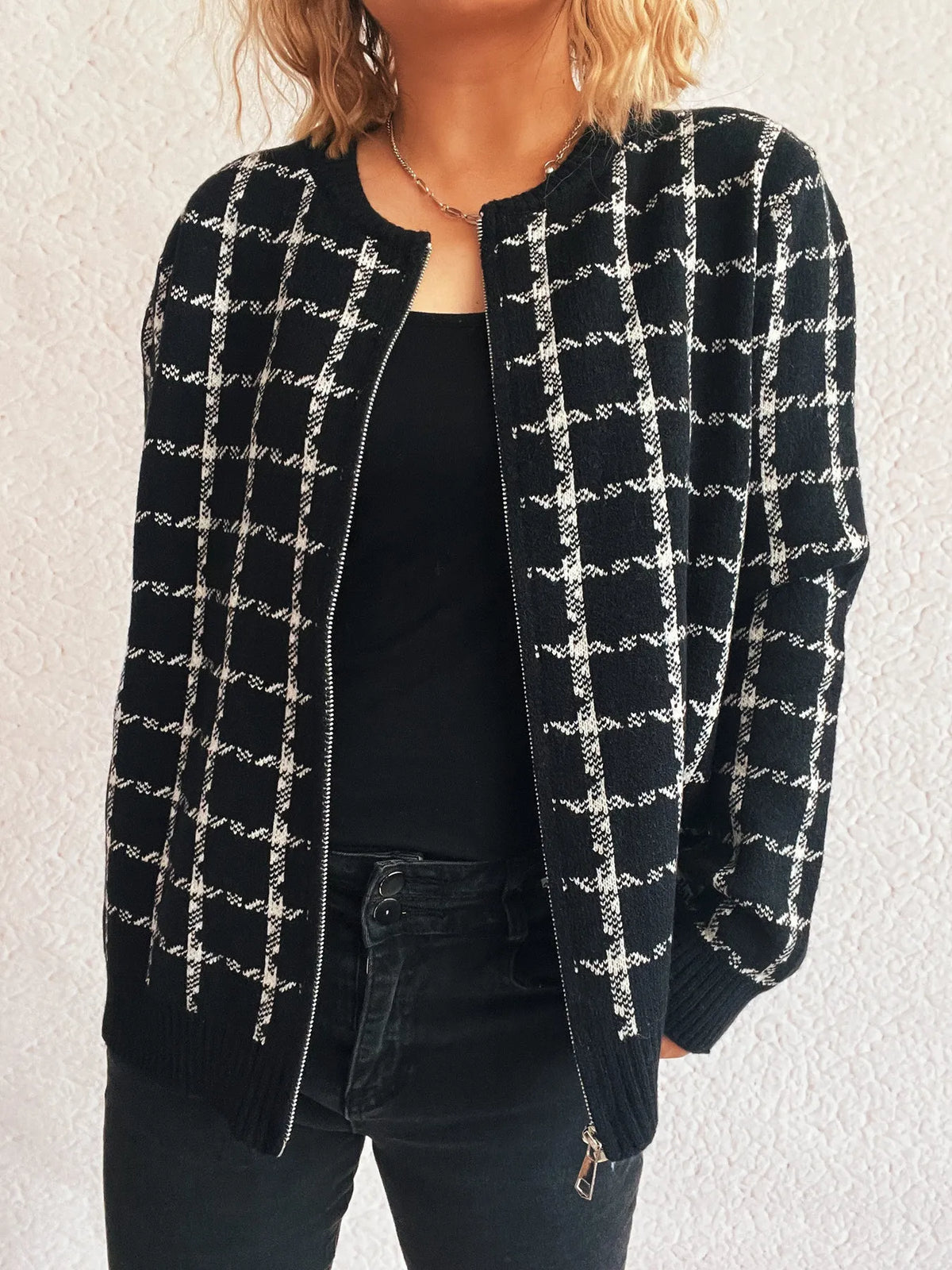 Holly rutig cardigan, svart