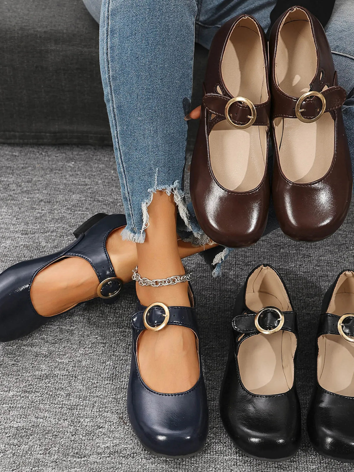 Nicoletta loafers i läderlook