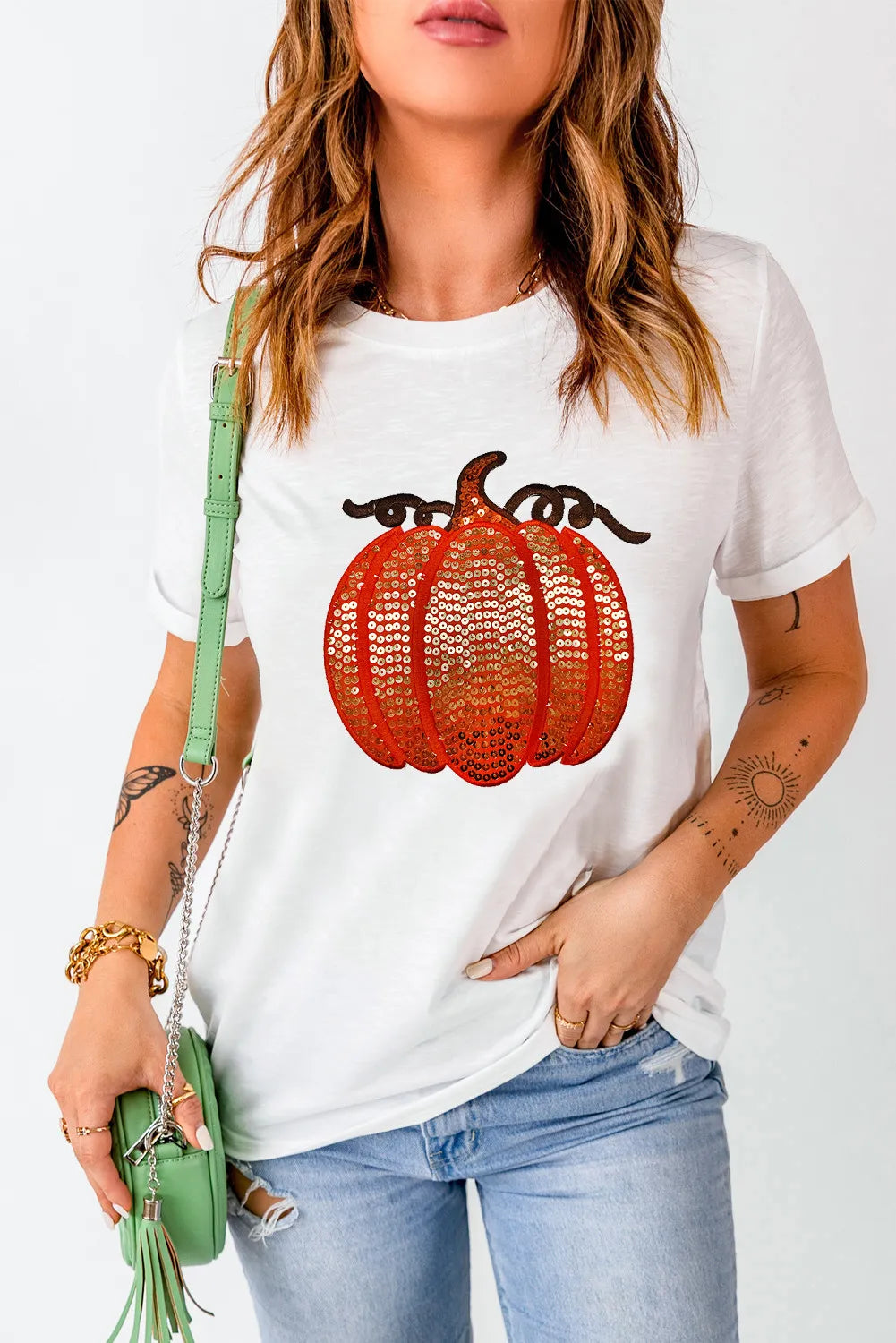 Betty t-shirt med paljetter, vit