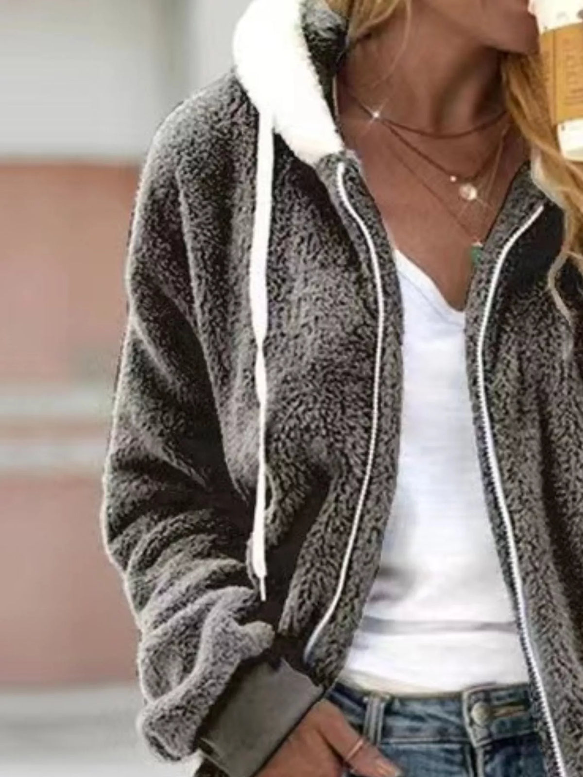 Sanne hoodie i fleece