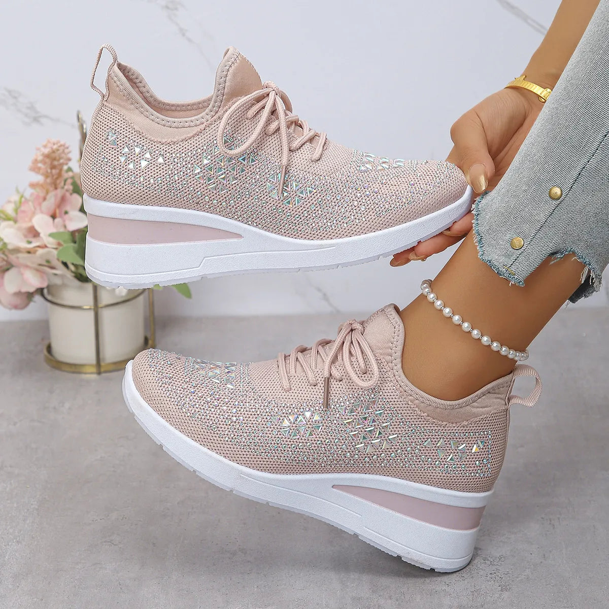 Luciana sneakers med strass, rosa