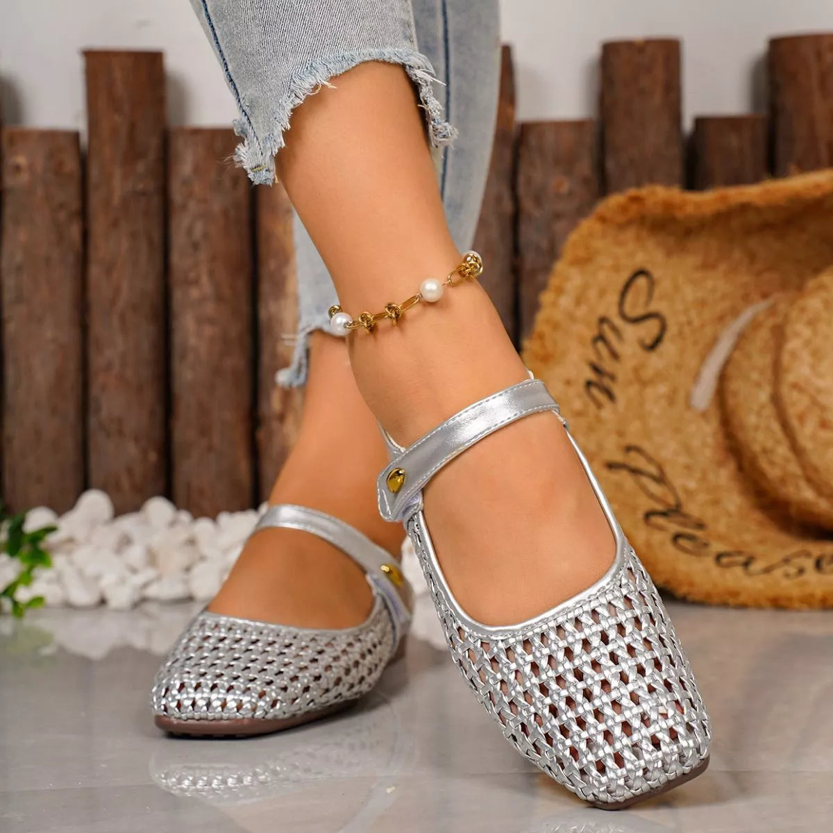 Alanna slip-ons i läderlook