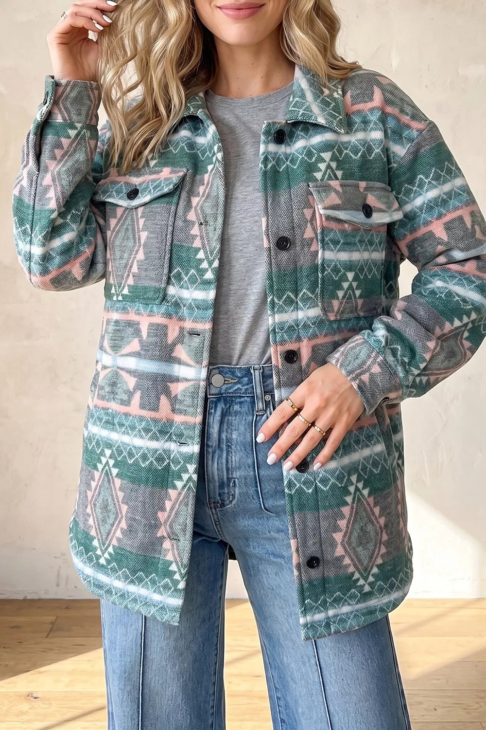 Saima geometrisk skjortjacka