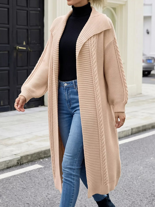 Maria kabelstickad cardigan, aprikos