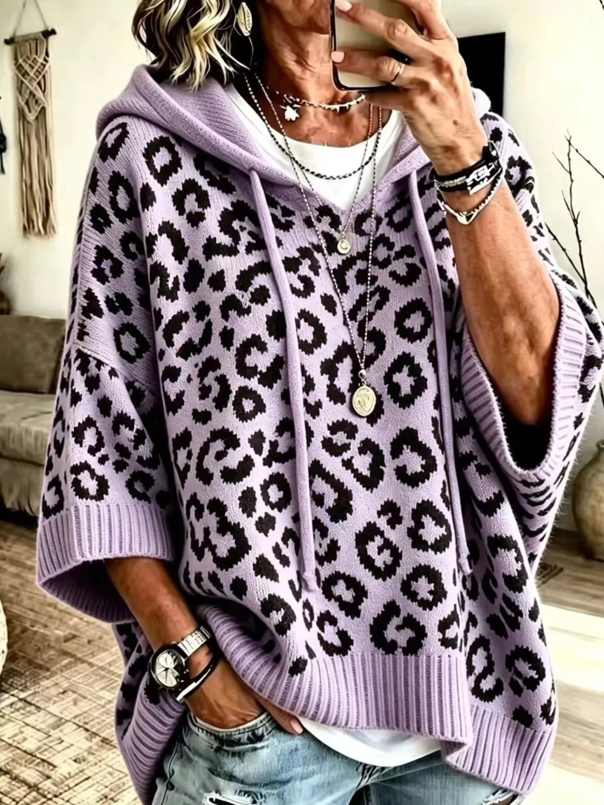 Frauke leopardmönstrad hoodie, lila