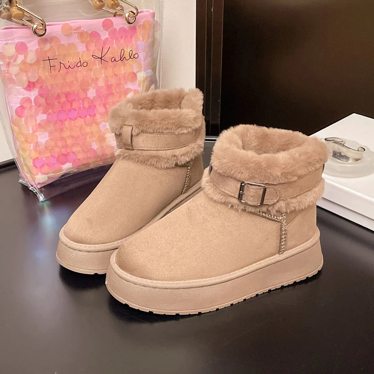 Liesel fleecefodrade boots, khaki