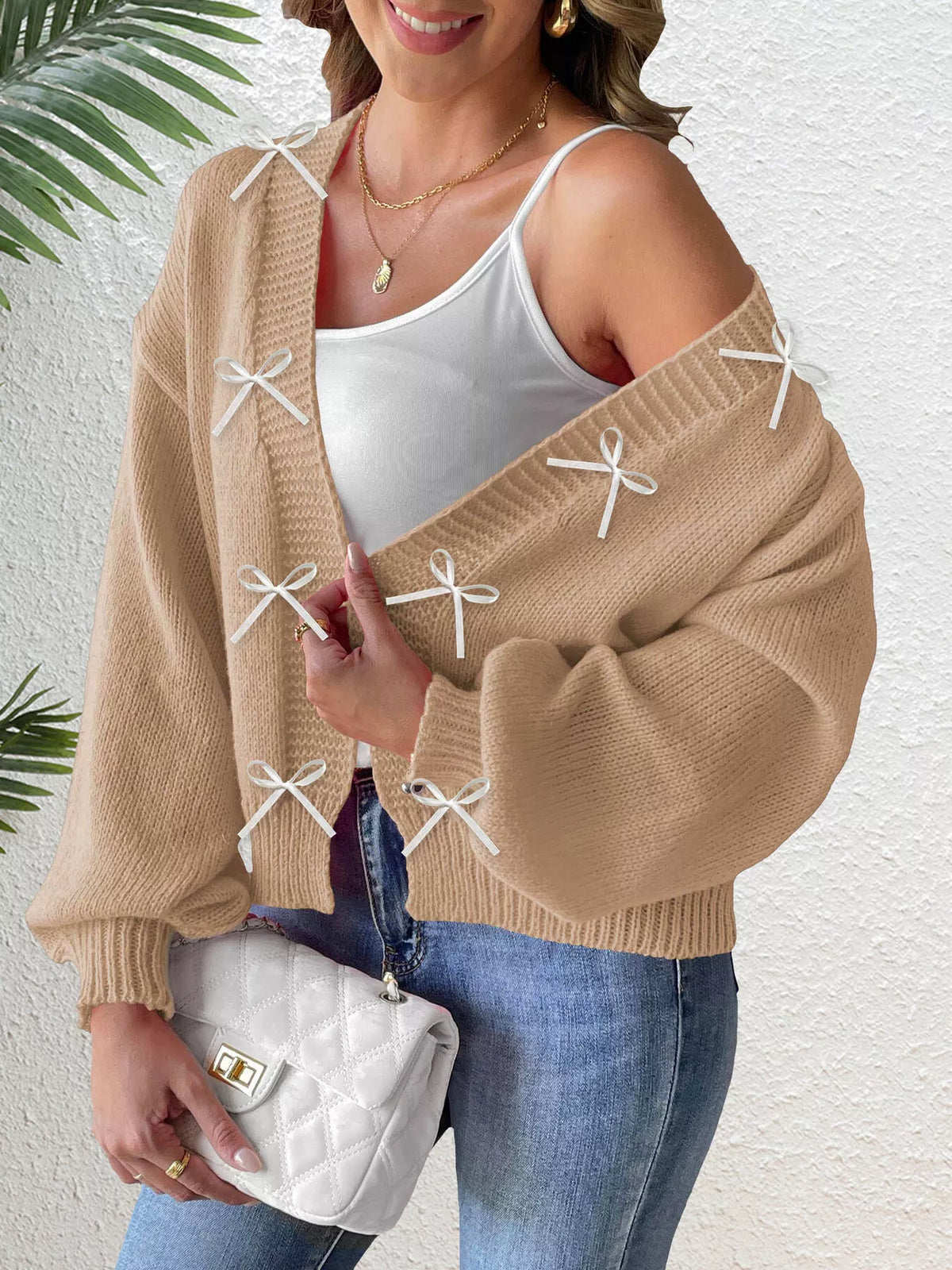 Monica cardigan med rosett