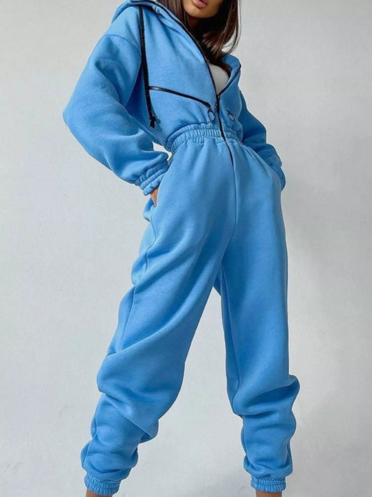 Angelique jumpsuit med dragkedja, blå