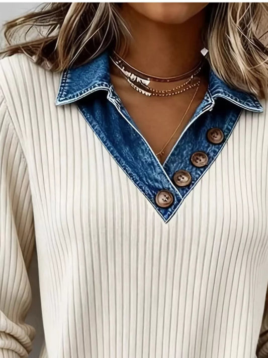 Capucine topp med denimkrage