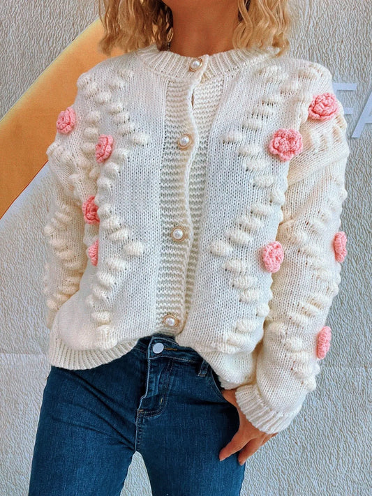 Ina cardigan med blomdetaljer