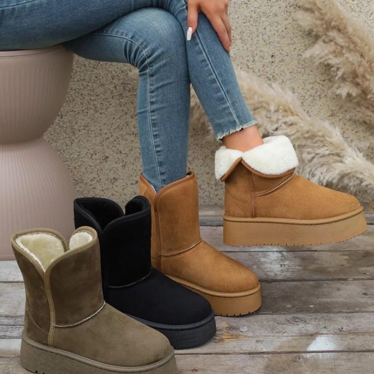 Estelle boots i läderlook