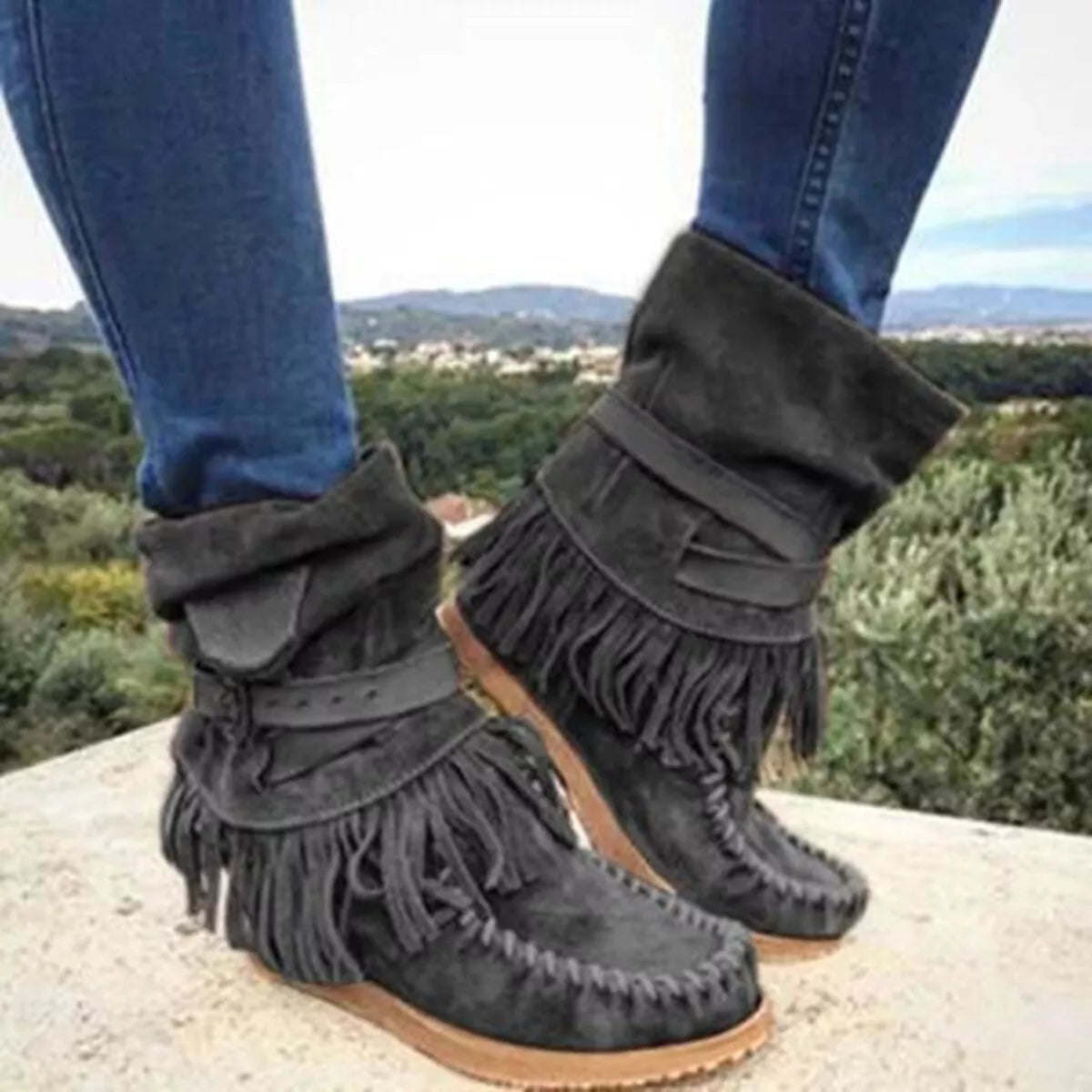 Dominika boots i mocka, svart