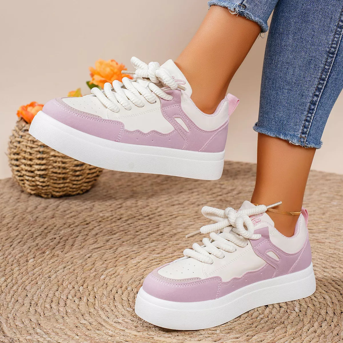 Rafaela sneakers i läderlook