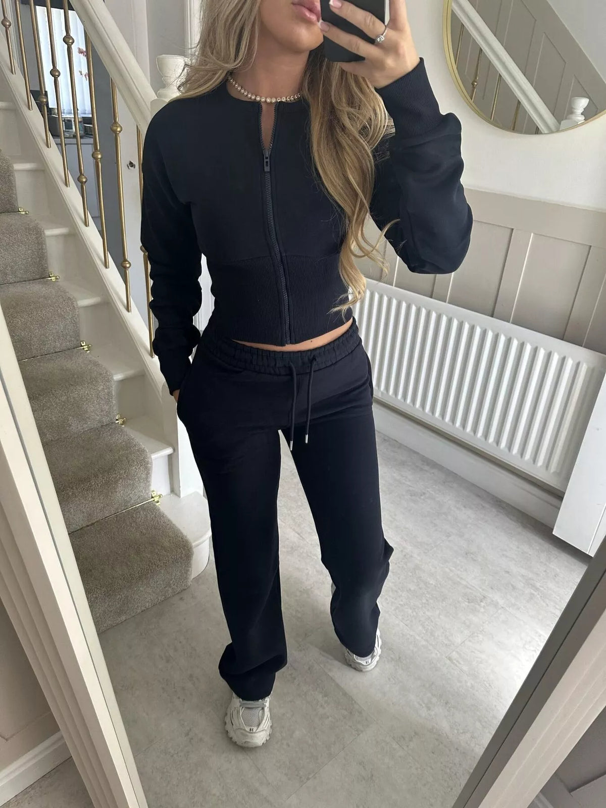 Silke högmidjat set, svart