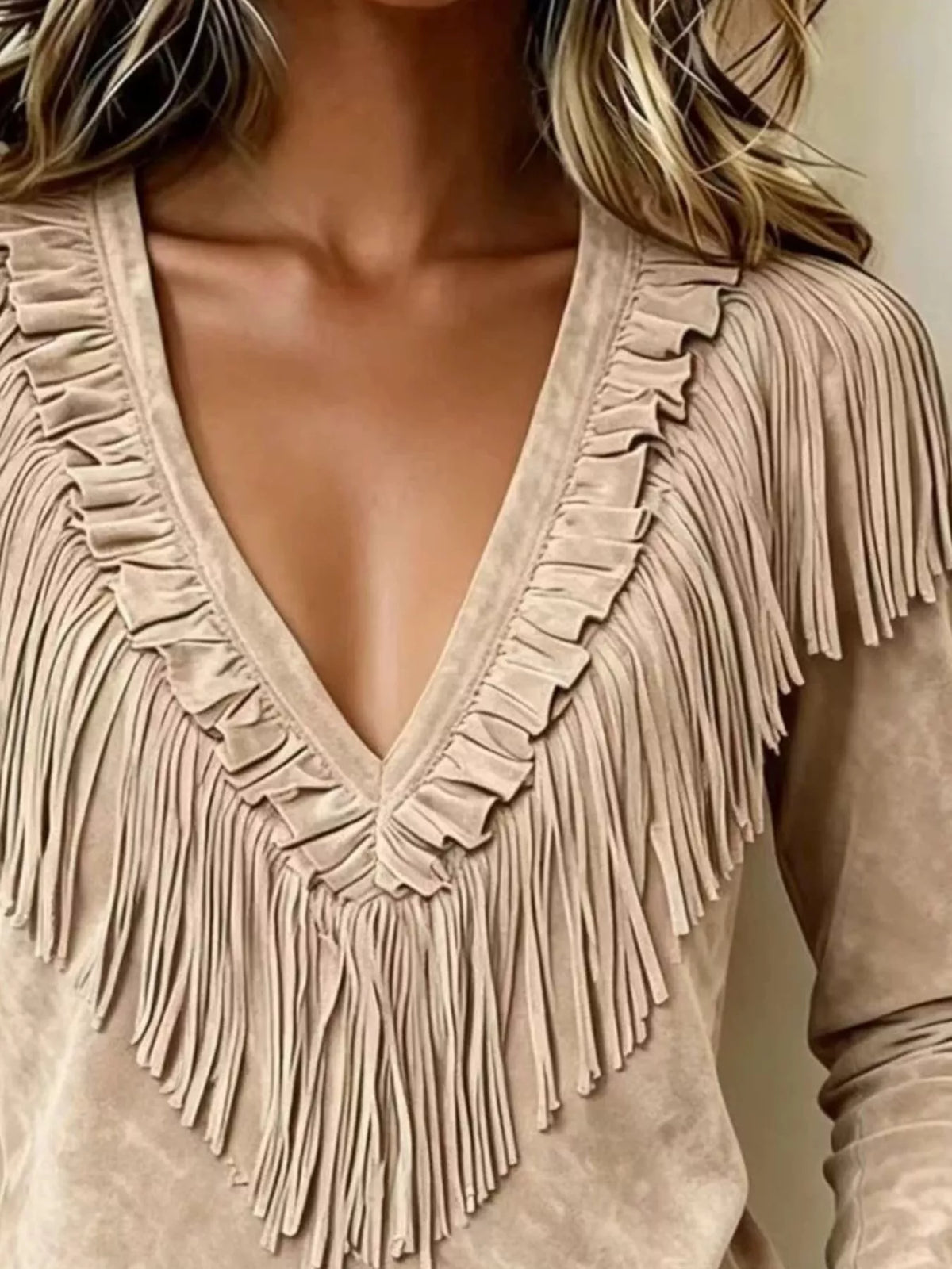 Edda blus med fransar