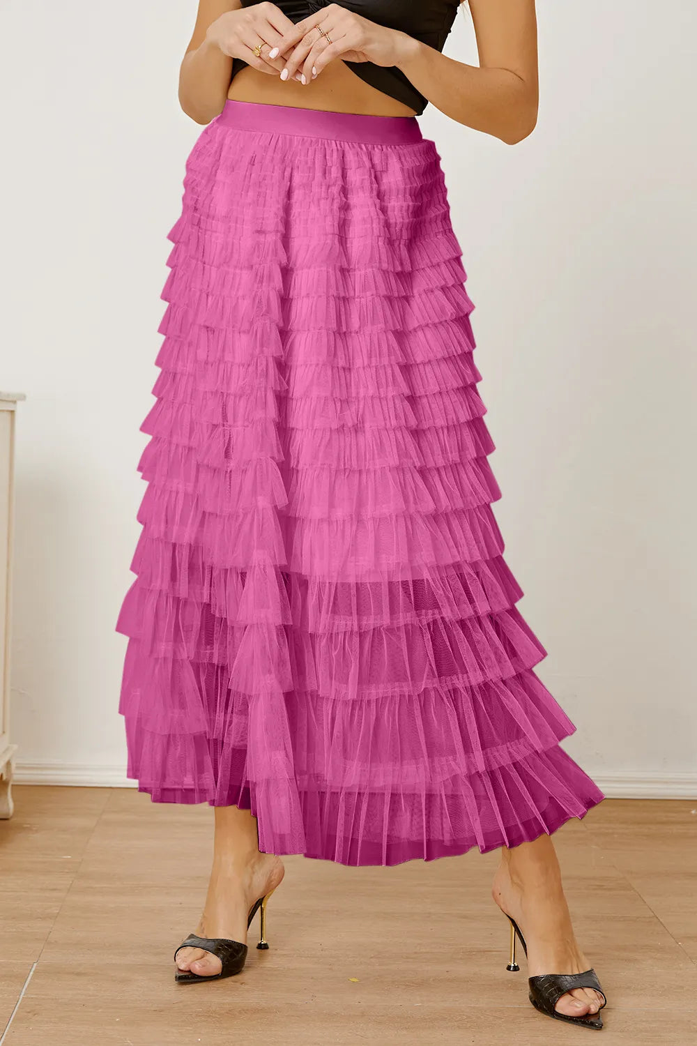 Kadlin högmidjad kjol, rosa