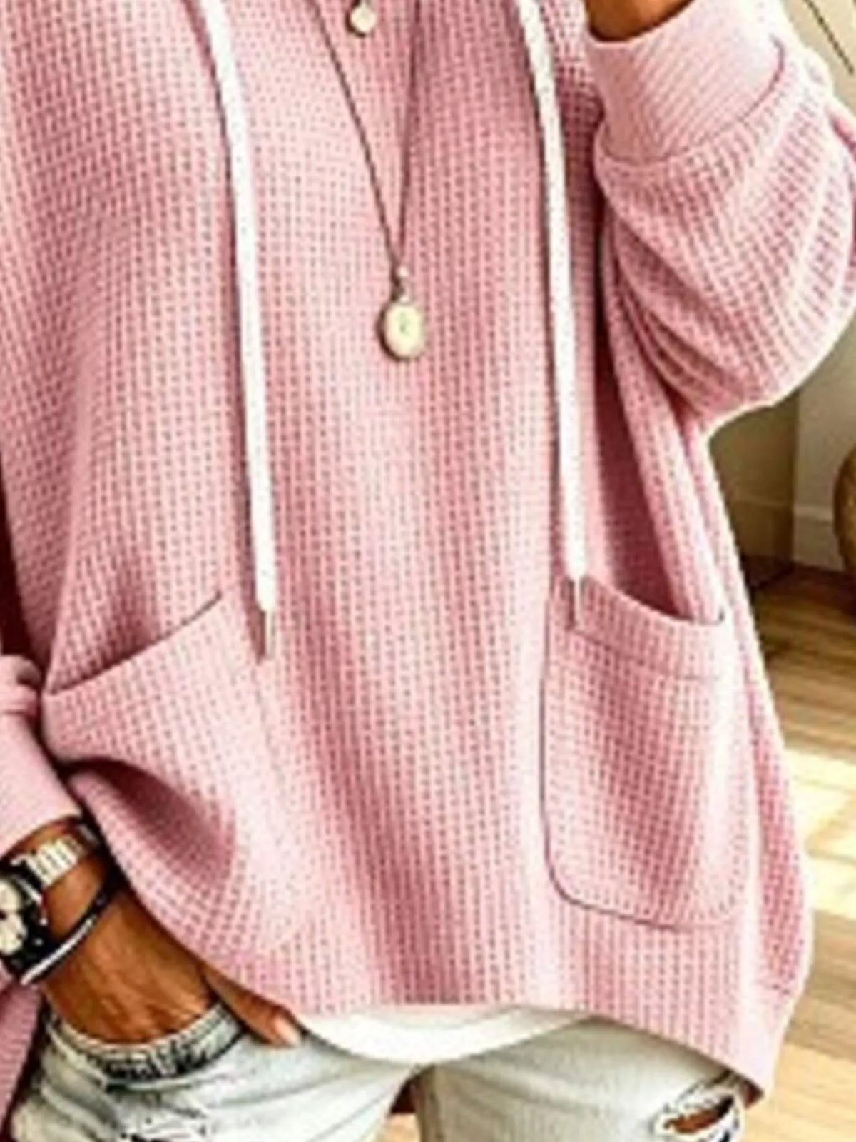 Eir våffelstickad hoodie