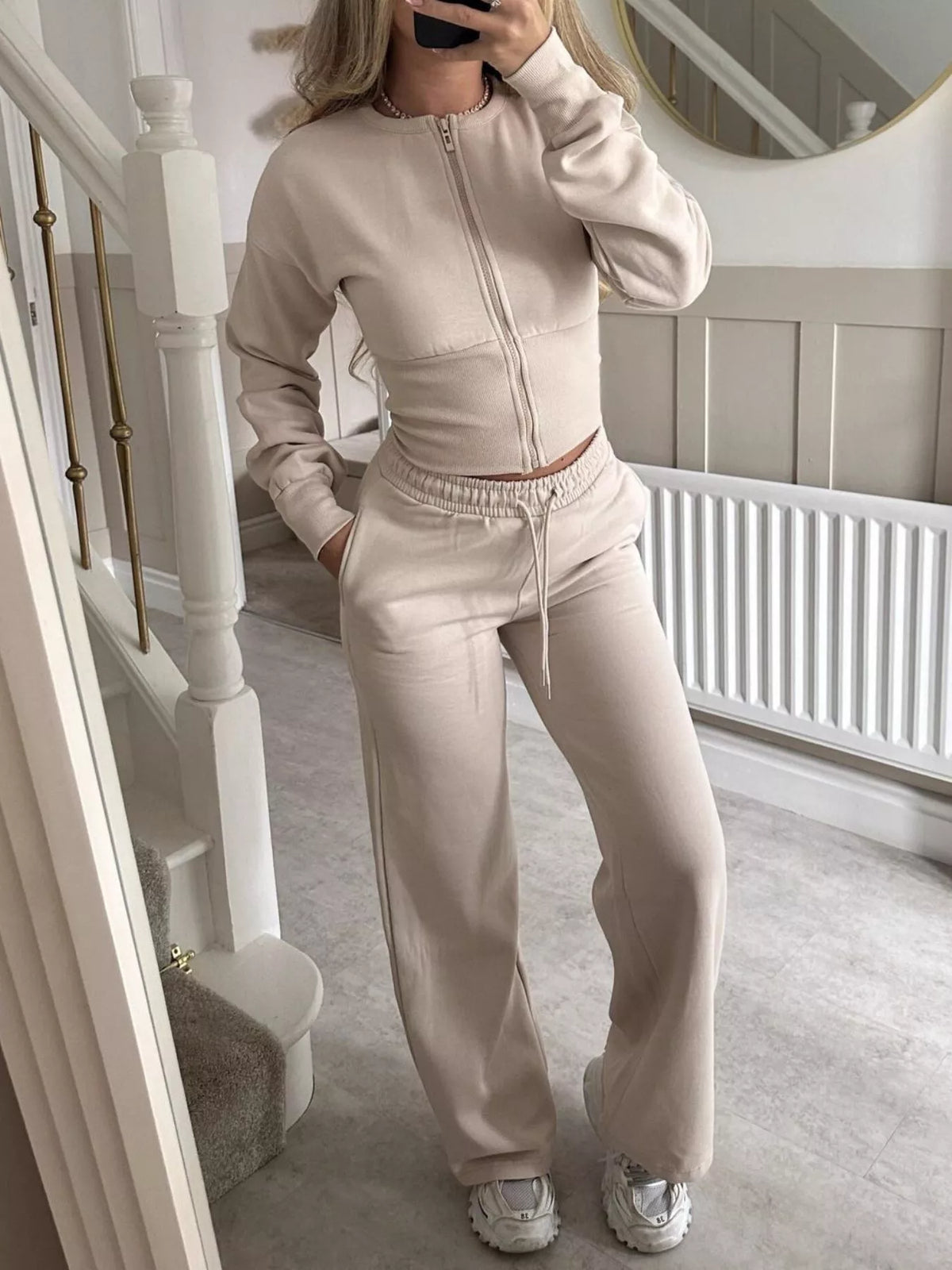 Silke högmidjat set, aprikos