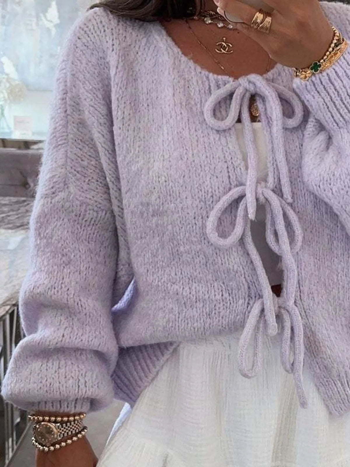 Kinga cardigan med rosett