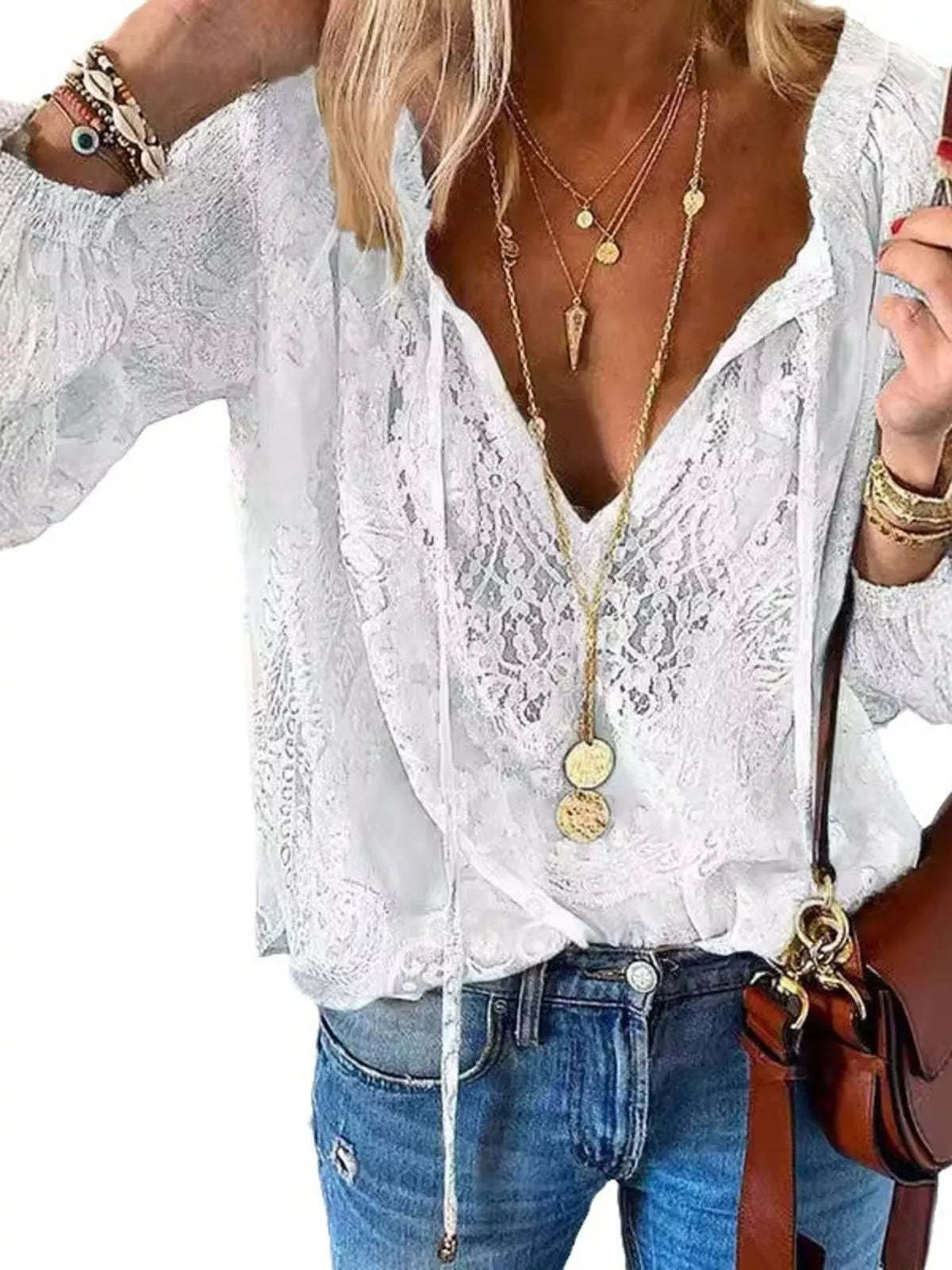 Christina blus med spets