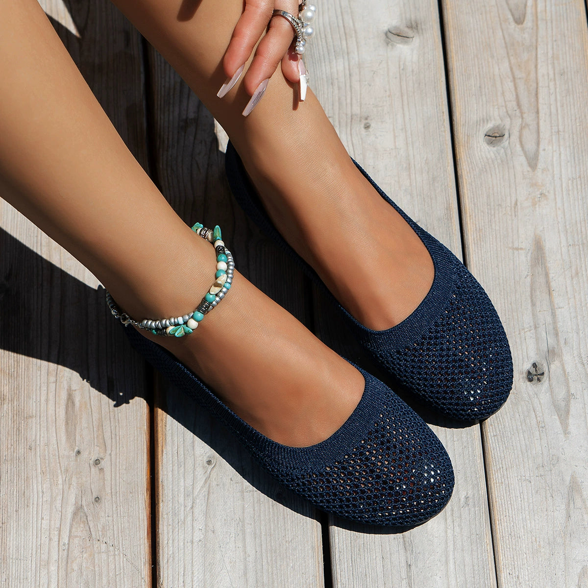 Rosina slip-ons i mesh, indigo