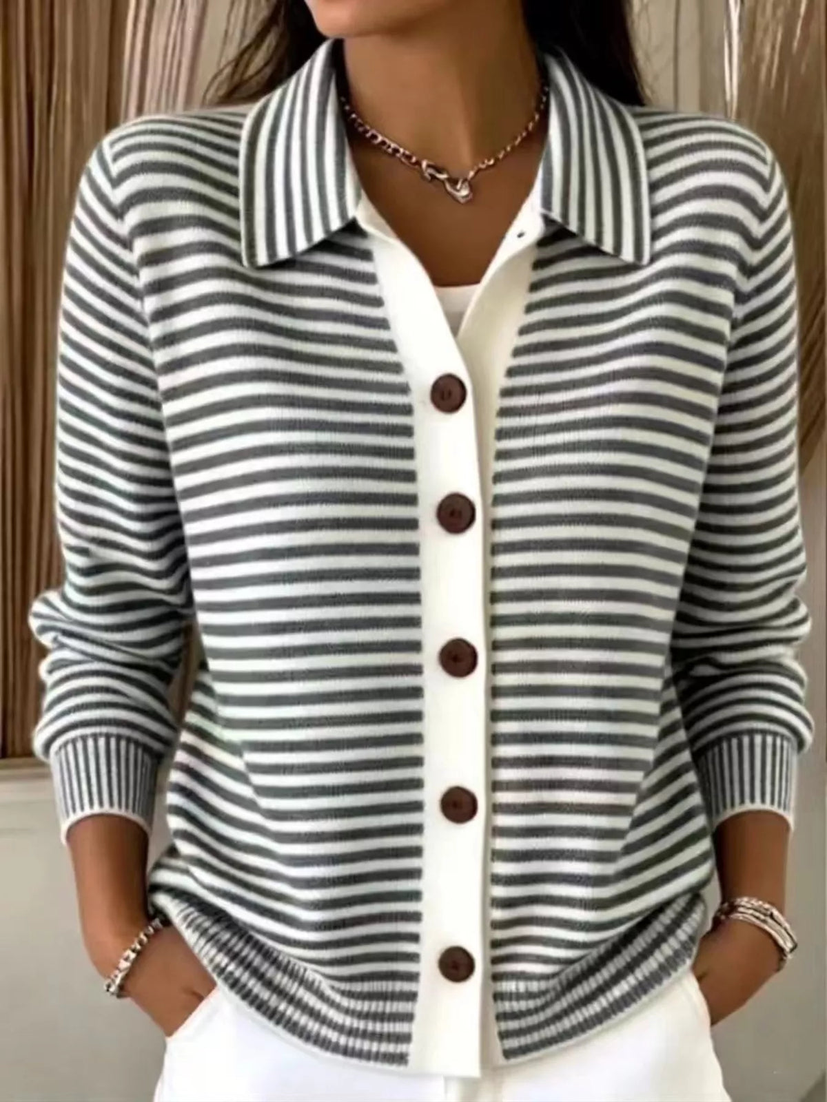 Aglaia randig cardigan, svart