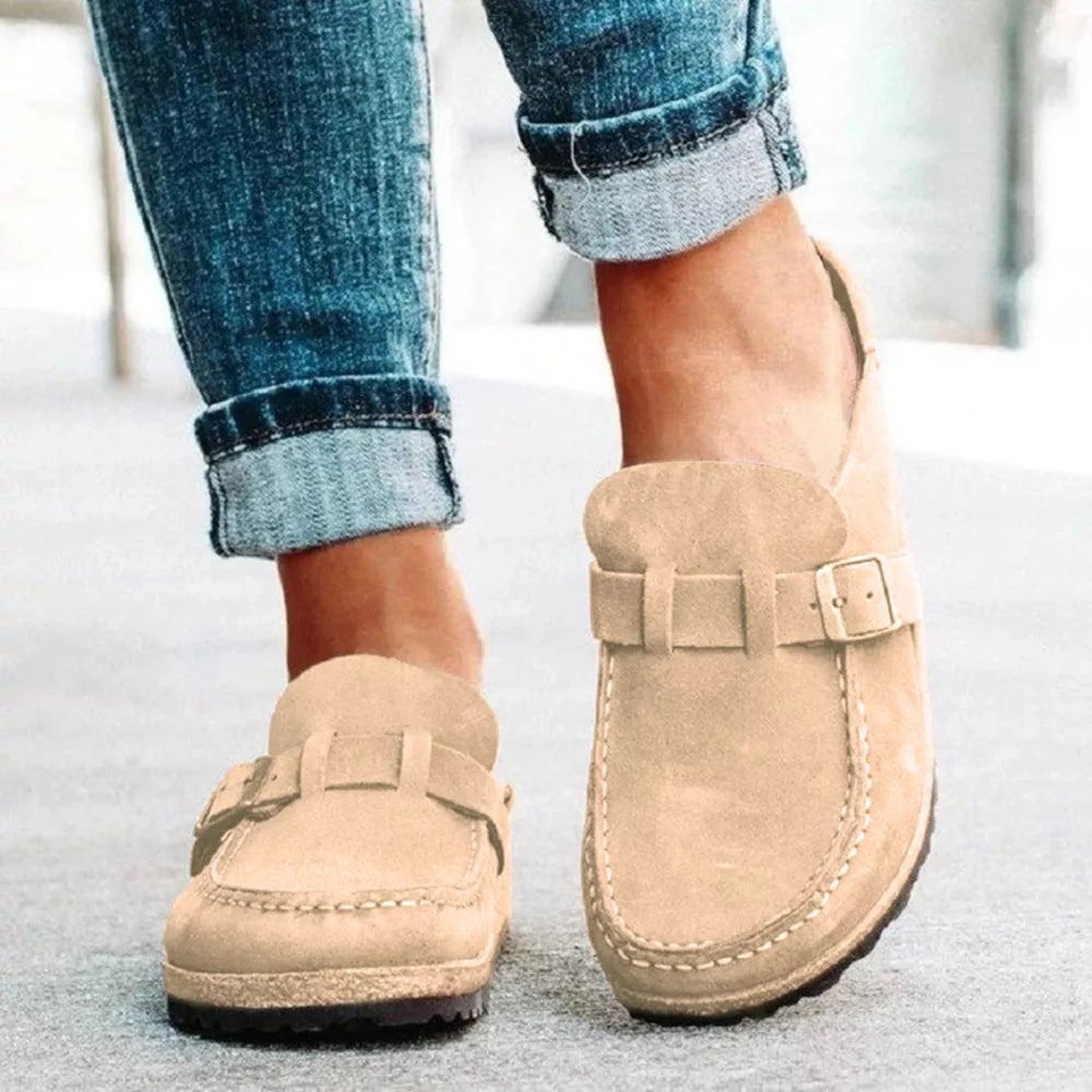 Maeve loafers i läderlook, ljusbrun