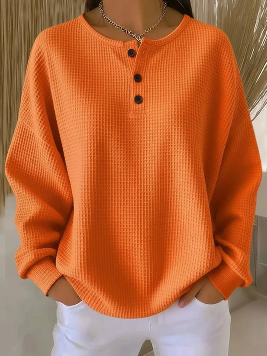 Dorthe våffelstickad topp, orange