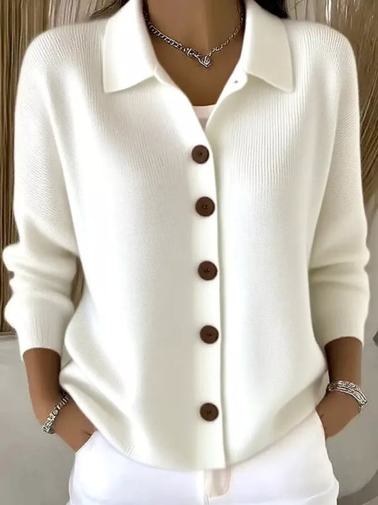 Eleanor höftlång cardigan, vit